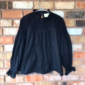 Maeve long sleeve black cotton baby doll top